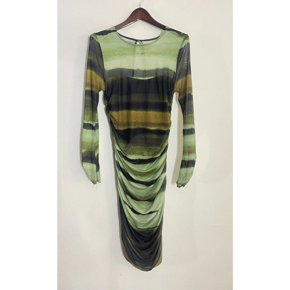 Anthropologie Striped Midi Dress - Green and Black - Picture 3 of 10